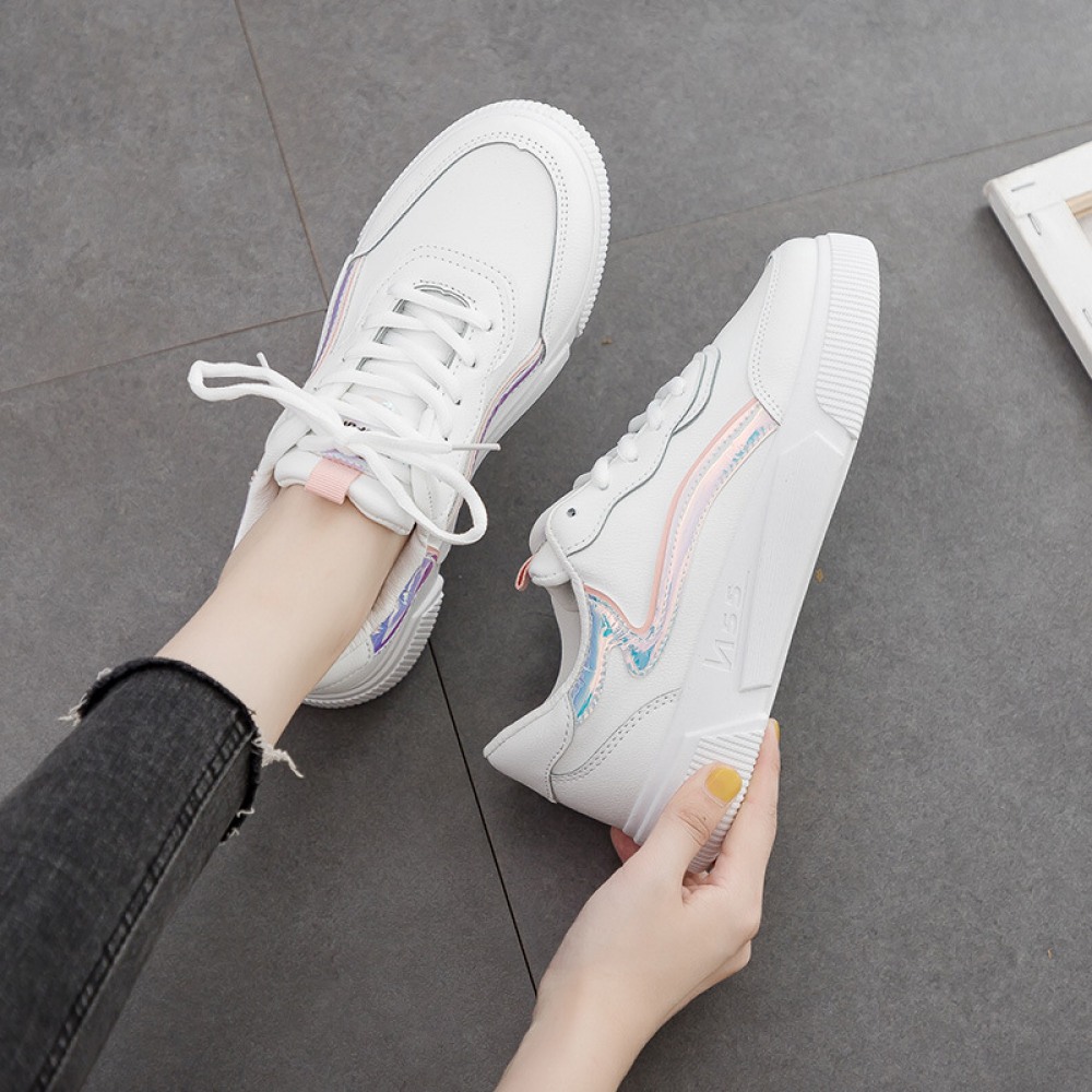 Summer and Autumn New White Women's Flat-Bottomed Running Casual Board Shoes