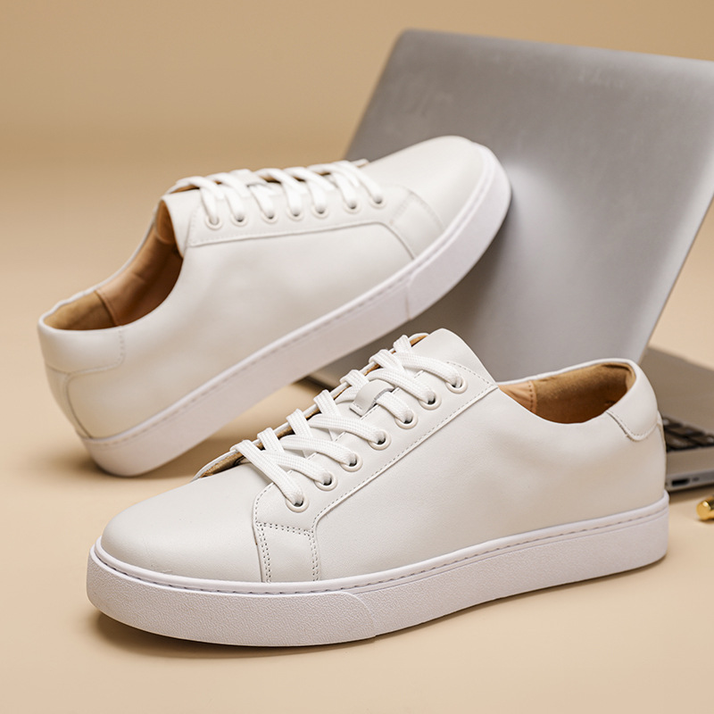 Men's Thick-Soled Top-Grain Cowhide Handmade Sports Casual Shoes